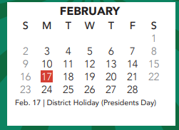 District School Academic Calendar for Parkwood Hill Intermediate for February 2025