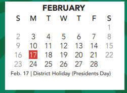 District School Academic Calendar for New Direction Lrn Ctr for February 2025