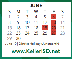 District School Academic Calendar for Bette Perot Elementary for June 2025