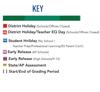 District School Academic Calendar Legend for Keller High School