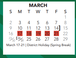 District School Academic Calendar for Freedom Elementary School for March 2025