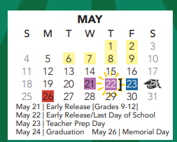 District School Academic Calendar for Friendship Elementary for May 2025