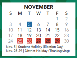 District School Academic Calendar for Keller High School for November 2024