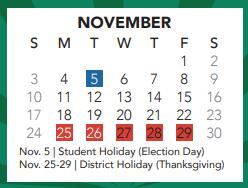 District School Academic Calendar for New Elementary for November 2024