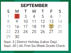 District School Academic Calendar for Park Glen Elementary for September 2024