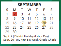 District School Academic Calendar for Keller High School for September 2024