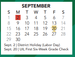 District School Academic Calendar for Central High School for September 2024