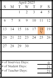 District School Academic Calendar for Sears Elementary for April 2025