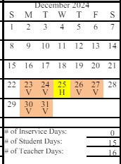 District School Academic Calendar for Moose Pass School for December 2024