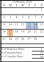 District School Academic Calendar for Connections for February 2025