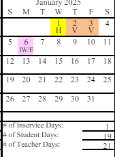 District School Academic Calendar for Kaleidoscope School Of Arts & Sciences for January 2025