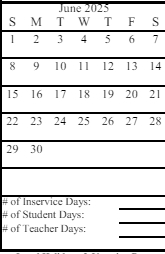 District School Academic Calendar for Chapman School for June 2025