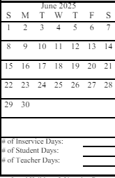 District School Academic Calendar for Sears Elementary for June 2025