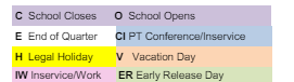District School Academic Calendar Legend for Moose Pass School