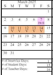 District School Academic Calendar for Kaleidoscope School Of Arts & Sciences for March 2025