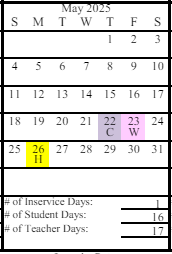 District School Academic Calendar for Moose Pass School for May 2025