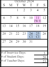 District School Academic Calendar for Skyview High School for October 2024