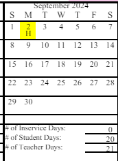 District School Academic Calendar for Moose Pass School for September 2024