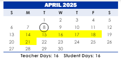 District School Academic Calendar for Herbert Hoover Elementary School for April 2025