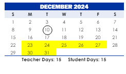 District School Academic Calendar for Herbert Hoover Elementary School for December 2024