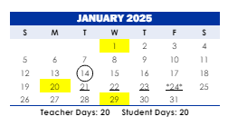 District School Academic Calendar for Herbert Hoover Elementary School for January 2025