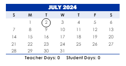 District School Academic Calendar for Herbert Hoover Elementary School for July 2024