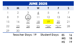 District School Academic Calendar for Herbert Hoover Elementary School for June 2025