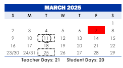 District School Academic Calendar for Herbert Hoover Elementary School for March 2025