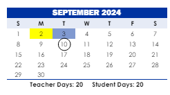 District School Academic Calendar for Herbert Hoover Elementary School for September 2024