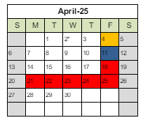 District School Academic Calendar for Jefferson Elementary for April 2025