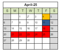 District School Academic Calendar for Stocker Elementary for April 2025