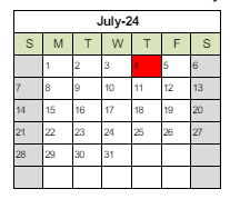 District School Academic Calendar for Wilson Elementary for July 2024