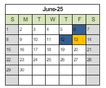 District School Academic Calendar for Strange Elementary for June 2025