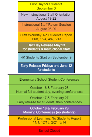 District School Academic Calendar Legend for Dimensions Of Learning Academy