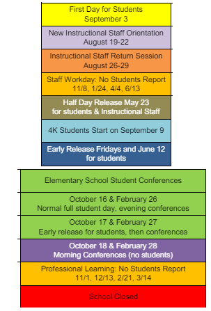 District School Academic Calendar Legend for Edward Bain School Of Language And Art