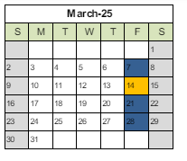 District School Academic Calendar for Stocker Elementary for March 2025