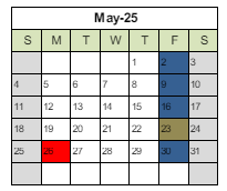 District School Academic Calendar for Dimensions Of Learning Academy for May 2025