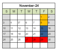 District School Academic Calendar for Edward Bain School Of Language And Art for November 2024