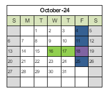 District School Academic Calendar for Jefferson Elementary for October 2024