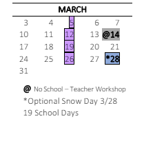 District School Academic Calendar for Glenridge Elementary for March 2025