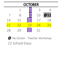 District School Academic Calendar for Glenridge Elementary for October 2024