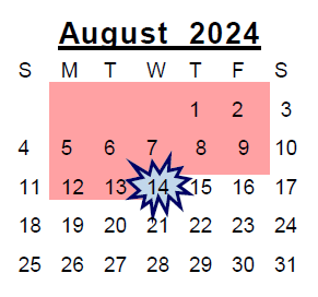 District School Academic Calendar for Northkey Com Care Intensive Services for August 2024