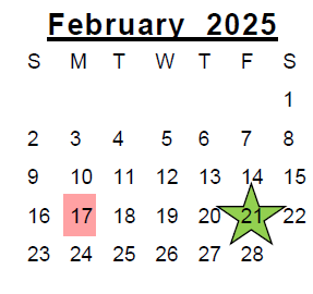 District School Academic Calendar for Northkey Com Care Intensive Services for February 2025