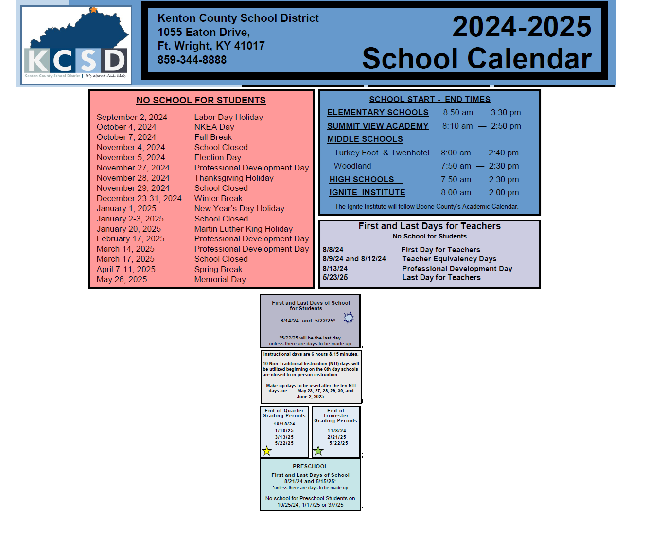 District School Academic Calendar Key for Northkey Com Care Intensive Services