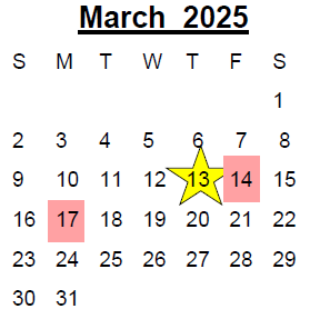 District School Academic Calendar for Northkey Com Care Intensive Services for March 2025