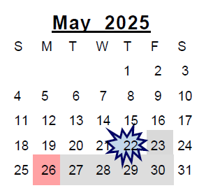 District School Academic Calendar for Northkey Com Care Intensive Services for May 2025