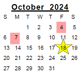 District School Academic Calendar for Northkey Com Care Intensive Services for October 2024