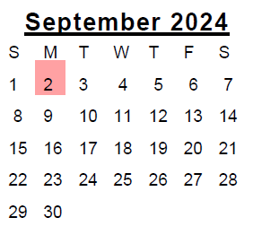District School Academic Calendar for Northkey Com Care Intensive Services for September 2024