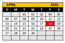 District School Academic Calendar for Oveta Culp Hobby Elementary for April 2025