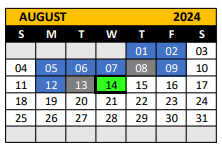 District School Academic Calendar for Montague Village Elementary for August 2024